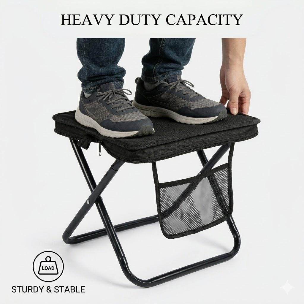 Portable Folding Fishing Stool Mini Camping Chair, Ultralight Compact Stool for Outdoor Hiking, Lightweight Small Seat with Carry Bag, Collapsible Pocket Bench for Travel, Concerts, and Gardening