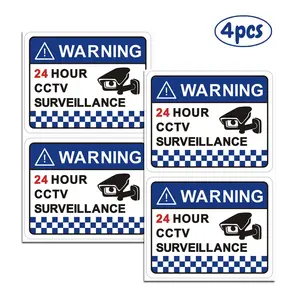 4pcs CCTV Camera Warning Stickers, 10x8 Cm PVC Security Signs, Strong Adhesive Surveillance Decals for Home & Office Use