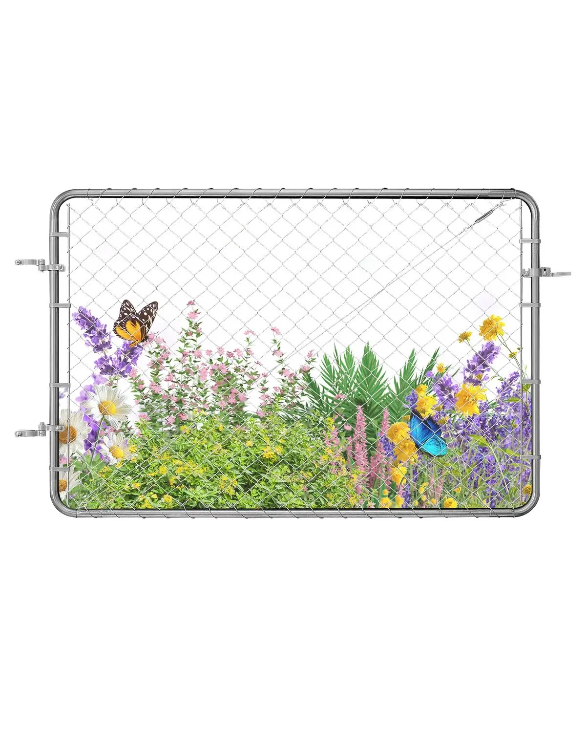 Chain Link Fence Gate For 2.2-6 Ft Wide By 6 Ft High, Fits Standard Yard Garden Fence, Posts Not Included, Durable Galvanized Steel Mesh Gate Frame, Weather Resistant, Rust Resistant, Easy To Install, Ideal For Residential Fencing