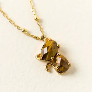 Faceted Feline Cat Necklace by Gratinsta LLC