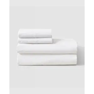 THE LINEN COMPANY 100% Cotton Percale Sheet Set - White, Includes Three Sheets