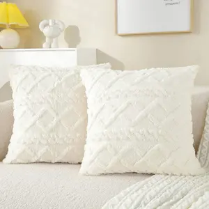 Throw pillow SUPER SOFT 3D  Geometric PATTERN Fur  Pack of 2 throw pillows WITH 450g insert 18"x18"