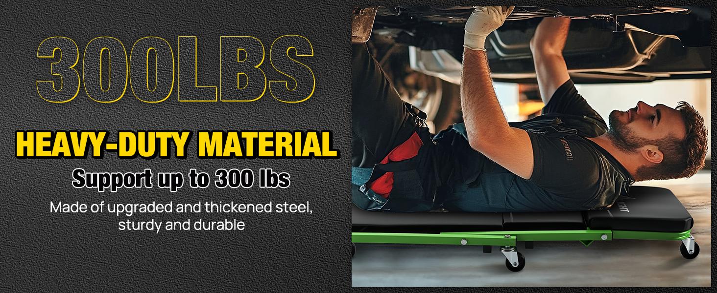 Nilight 36" Z Creeper - 2-in-1 Rolling Folding Car Seat, 36 inches Adjustable Roller Garage Chair Lay Down or Sit, 330LBS Capacity, Green Black