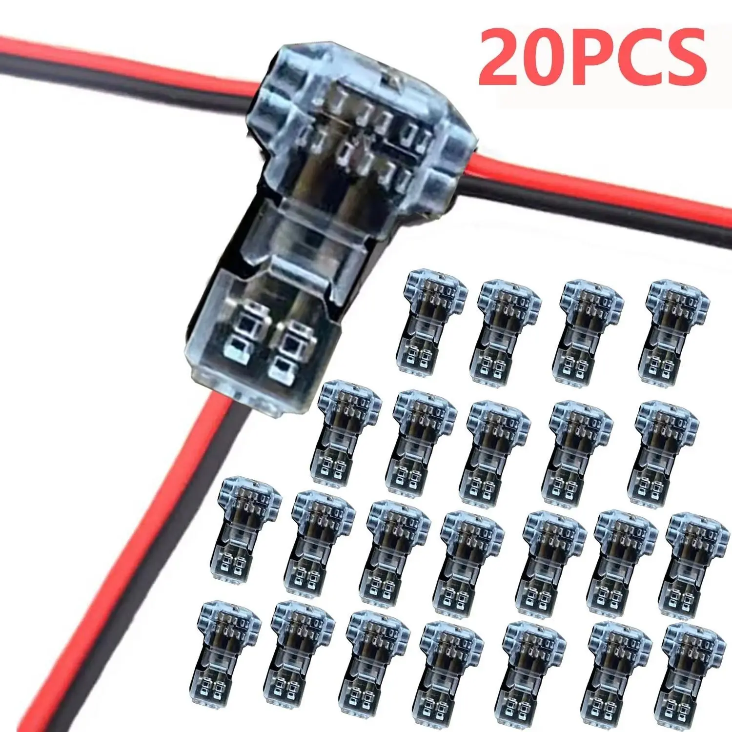 10/20PCS Plastic Copper T-Tap 2-Pin Wire Connectors, 22-18 AWG Compact Quick Splice for Automotive Wiring, Car Audio Systems Low Voltage (Computers & Office Network Components), 10Pcs Or 20Pcs T-Type Wire Connectors