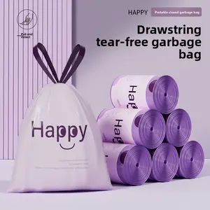 200PC 100PC 50PC garbage bags for home use, thickened, hand-held, tear-resistant, drawstring, special for kitchen and bathroom, large capacity, extra thick cleaning bags