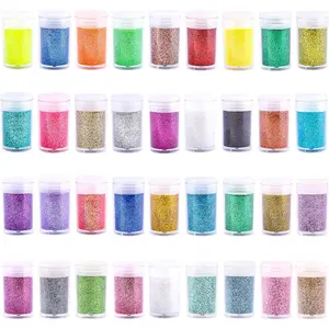 Extra Fine Glitter, Set of 36 Colors Nail Arts Cosmetic, Resin Crafts Loose Glitter Powder Shaker for Face Body Hair Eye Lip Gloss Makeup, Slime and Tumbler Making
