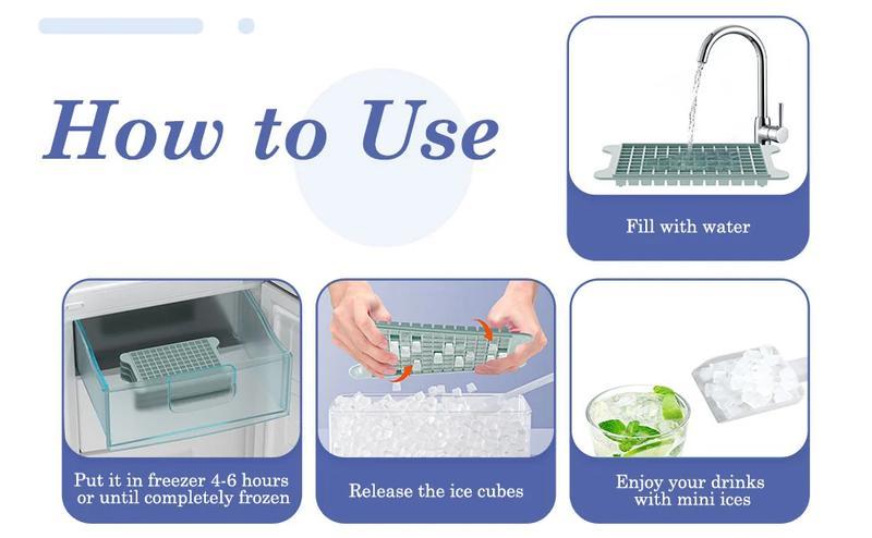 Mini Ice Cube Tray for Freezer, Nugget Ice Tray with Storage Bin, Makes 4×108 PCS Small Ice Cubes, Easy Release Crushed Ice Maker Tray for Drinks & Cocktails