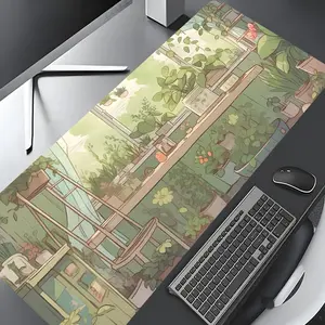 Botanical Garden Pattern Mouse Pad, Rectangle Gaming Mouse Pad, Non-slip Rubber Pad, Desk Keyboard Mat for Home Office, Desk Accessories
