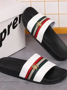 Summer New Men's Casual Sport Slippers, Eva Soft Sole Indoor Sandals, Comfortable Flip Flops, PVC Upper, Random Print, Less Than Ankle Height