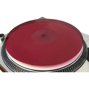 Red Turntable Acrylic Slipmat 12-Inch LP Record Mat Noise Reduction Anti-Static Platter Protector for Vinyl Collectors