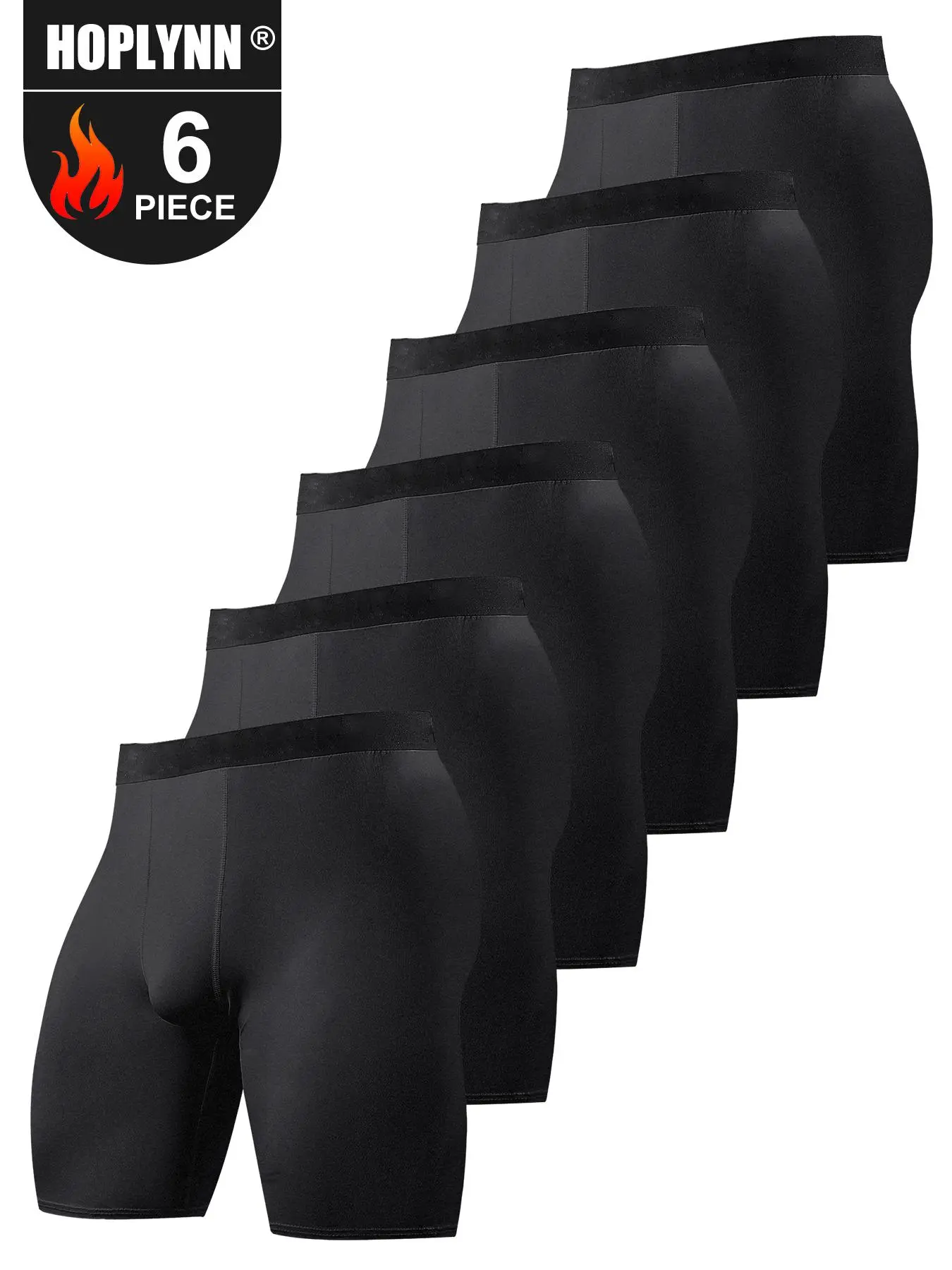 HOPLYNN 6 PACK Compression Shorts Men Performance Sports Workout Athletic Running Underwear Shorts Spandex