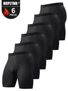 HOPLYNN 6 PACK Compression Shorts Men Performance Sports Workout Athletic Running Underwear Shorts Spandex