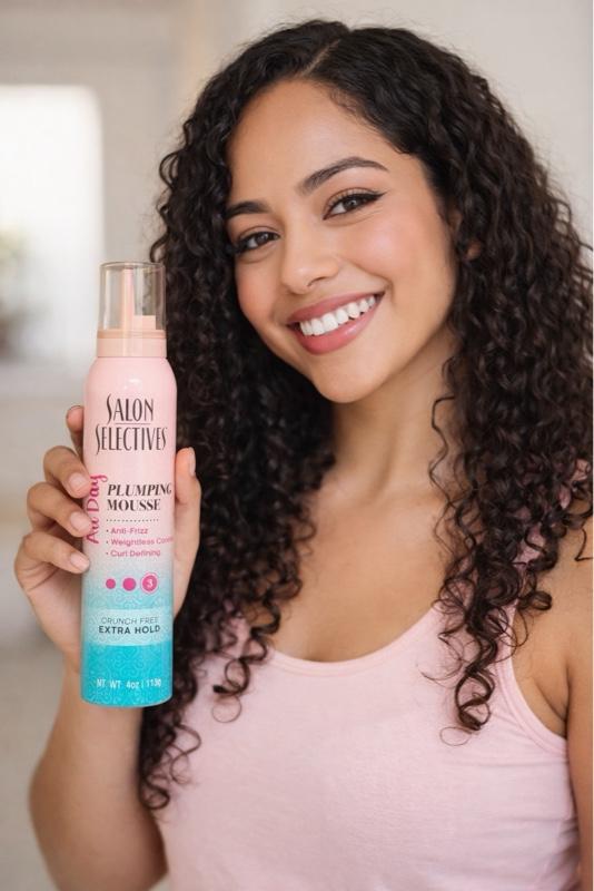 All day Plumping mousse salon selectives, anti frizz,weightless control,curl defining, crunch free extra hold mousse Nt wt 4oz-113g