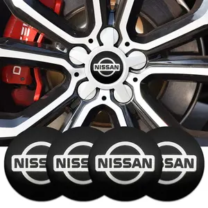 4Pcs 56mm 60mm 65mm Nissan Car Wheel Hub Center Cap Aluminum Sticker For Nissan Qashqai Juke X-Trail Patrol Note Juke Leaf Altima Almera Maxima Micra Murano Rogue Pulsar Sentra Teana Tiida March Navara Nismo Sylphy Accessories Car Decals