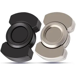 3 in 1 Metal Fidget Toys for Adults - Fidget Slider Spinner Clicker Haptic with Smooth Stable Rotation, Small Desk Fidget Toy for Stress Relief, Premium Zinc Alloy (Black&Silver)