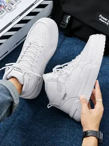 Men's Trendy High-Top Sneakers, Anti-Slip Soft Sole Comfortable Shoes, Casual Sporty Style for All Seasons