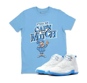 Sneakerhead Captain Shirt to match the Jordan 12 Melo University blue Carolina blue, Sneakers 12 White and University Blue, Streetwear Shirt