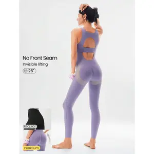GLOWMODE 26" FeatherFit Glow Hard Buttery-Soft Stretchy Sweat-Wicking Booty-Lifting Butt Scrunch Removable Cups Bodysuit Romper Low Impact Yoga Studio Daily Wear