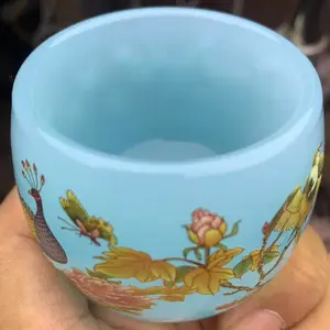 Handmade Blue Glazed Night Light Cup with Jianzhan Tea Cup
