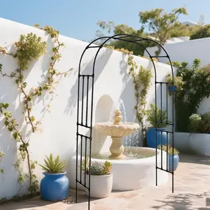 Garvee Heavy Duty Steel Garden Arch Arbor Trellis, Weather-Resistant Black Metal Archway for Climbing Plants, Weddings, Parties & Outdoor Decor, for Lawn, Patio, and Pathway