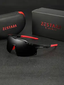 Men's Half Frame Sport Sunglasses with Hollow Decor, Durable PC Frame & Lenses, Unisex Fashion Shades for All Seasons