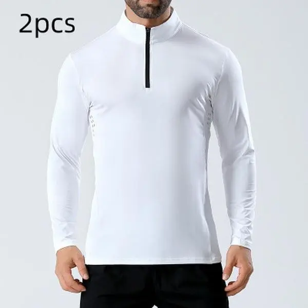 Men's Quarter-Zip Long-Sleeve Athletic Sweatshirt - Stretch, Quick-Dry, Moisture-Wicking Performance Pullover for Running, Gym (4 Colors Available)