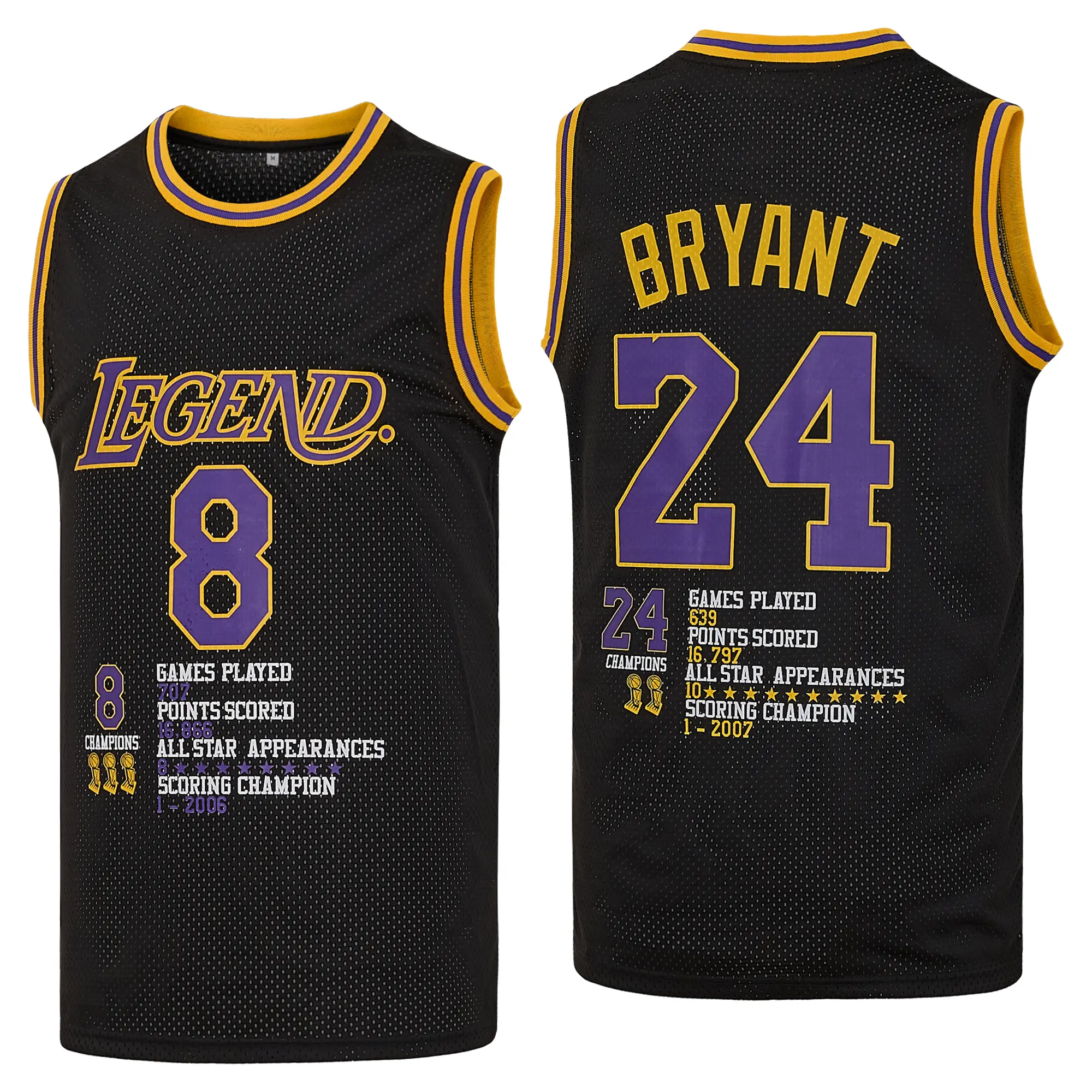 Men's #8/#24 Dual Hot Print Athletic Jersey, Black Bryant Quick-Dry Professional Basketball Jersey