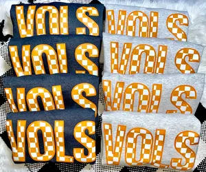 VOLS Checkerboard Sweatshirt | Tennessee Game Day crewneck | Vols Spirit Shirt | Orange and White Checker fleece | Unisex