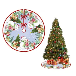 Christmas Snowman Tree Skirt, 36 Inch Large Size Christmas Tree Mat, Under Christmas Tree Decorations, New Year Tree Skirt, Christmas Ornaments