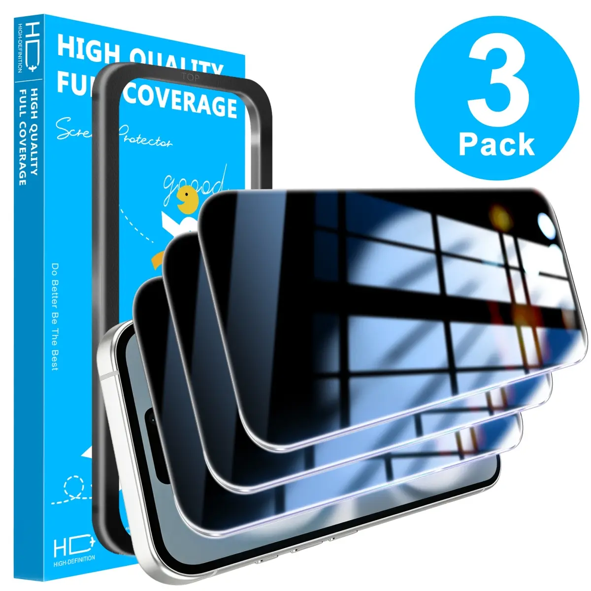 JavoYion 3 Pack for iPhone 16 Privacy Screen Protector With Installation Frame, Anti Spy Private Tempered Glass, HD Clear, phone case iphone 16, privacy screen iphone 16