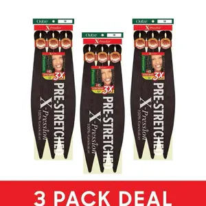 OUTRE Braids X-Pression Kanekalon 3X Ultra Pre-Stretched Braid 52" - 3 Pack Straight Texture Synthetic Hair Extension for Braided Looks