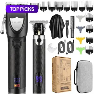 Electric Hair Trimmer, 1 Set Multifunctional Portable Rechargeable Hair Trimmer Shaver for Men, Hair Clipper with Display, Hair Trimmer Kit