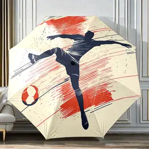 Innovative design folding umbrella featuring a soccer player pattern, suitable as a birthday gift, for various holidays, travel, and gifting.