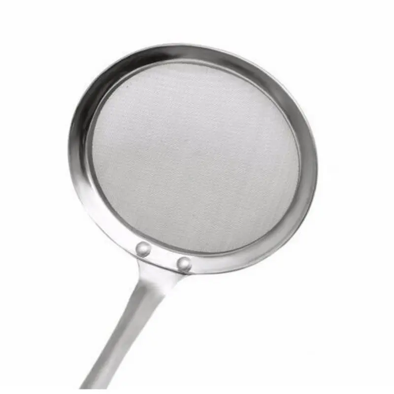 1pc 304 Stainless Steel Fine Mesh Slotted Spoon - Food Grade, Heat-Resistant Anti-Burn Handle, Anti-Rust Durable Cooking Utensil with Mesh Screen for Home & Restaurant Home Supplies Essential
