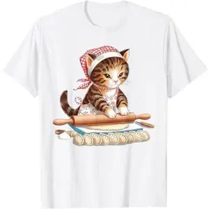 Babushka Cat Pierogi Making Polish Cat T-Shirt