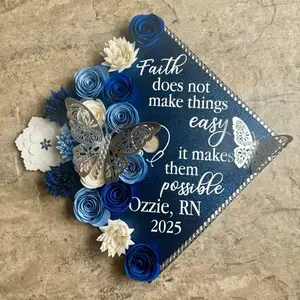 Graduation Cap Decor, Graduation Cap Topper | Cap Topper, Graduation Cap Design, Flower Graduation Cap, Grad Cap Topper, DIY Cap Topper