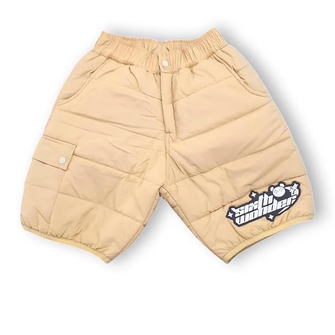 Men's Casual Puffer Shorts, Stylish Streetwear Design in a Soft Quilted Fabric with 5 Functional Pockets, Outdoor, Small