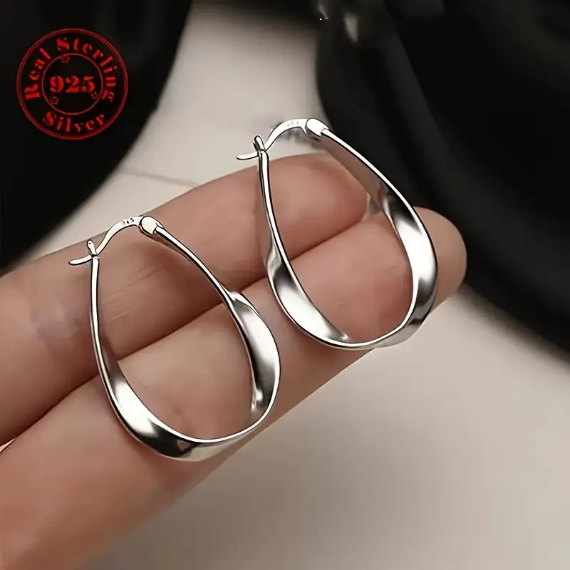 Unisex S925 Sterling Silver Mobius Ring Earrings - Hypoallergenic, Elegant Jewelry for Daily Wear and Gifting