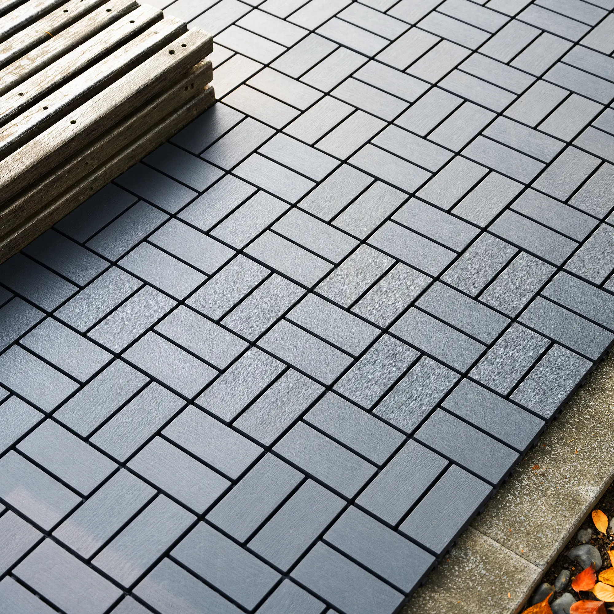44 Plastic Interlocking Deck Tiles 12"x12" Square Waterproof Outdoor All Weather for Poolside Balcony Backyard Use