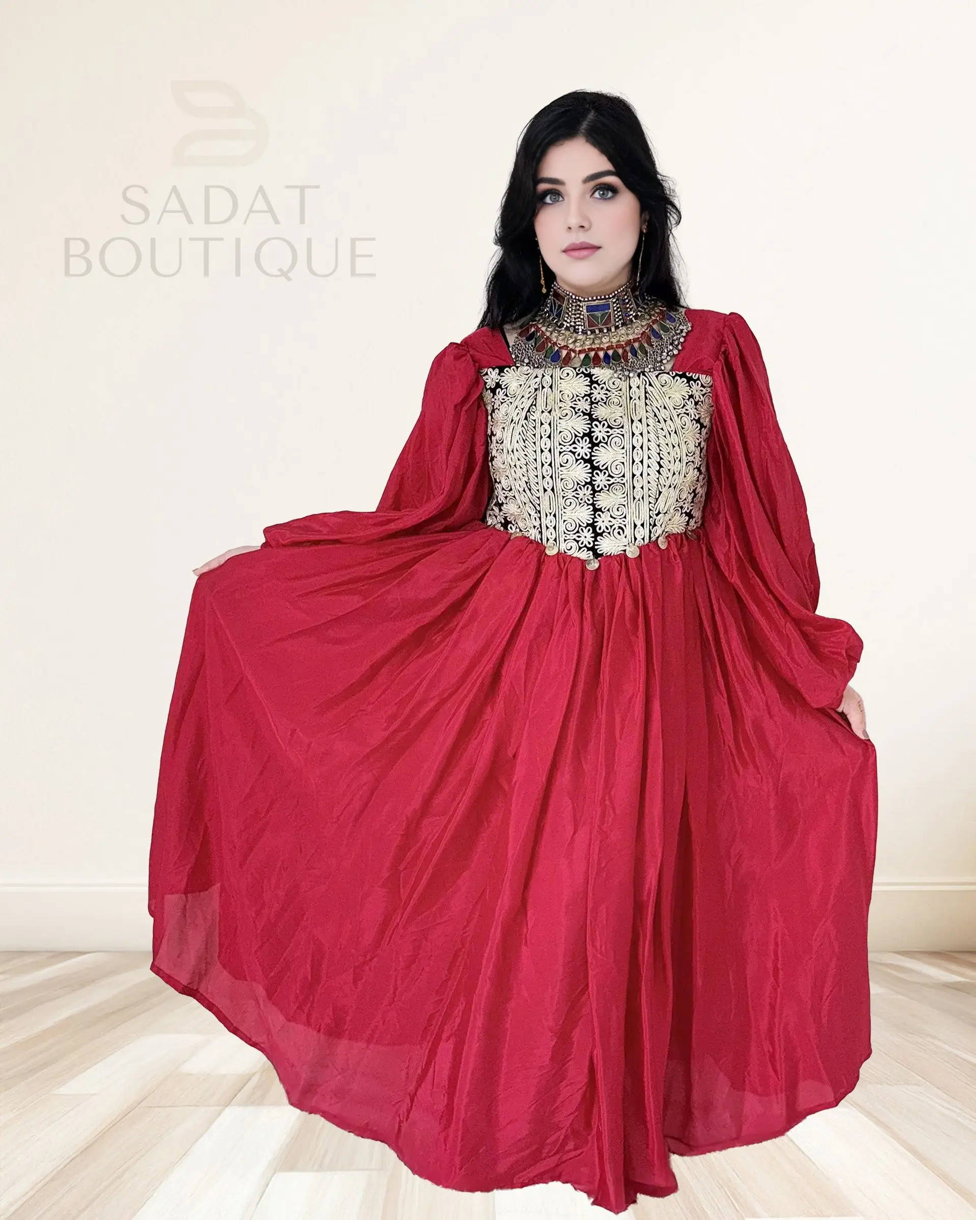 Zarmina – Light Afghan Kuchi Party Dress (Free-Size)
