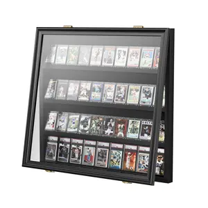 CCDCC 36 Graded Sports Card Display Case ,40 Baseball Card Display Case Lockable Gold-Plated Lock, UV-Resistant, Baseball/Basketball/ and Soccer Cards, Black Finish