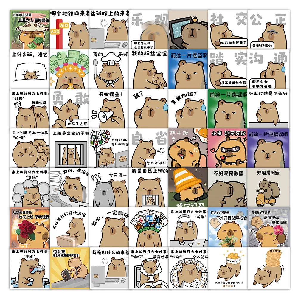 59 Pcs Funny Capybara Meme Stickers - Humorous Decor for Phones, Notebooks, Journals & DIY Crafts
