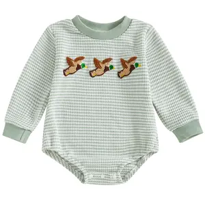 Newborn Infant Baby Boy Girls Oversized Romper Duck Embroidery Sweater Onesie Coming Home Outfit Bodysuit Clothes