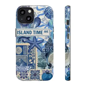 Island Time Phone Case, Sea Shell Tough Phone Case  for iPhone 17 Air 16 Pro Max 15 Plus 14 Pro 13 12 11, Summer Vibes, Gift for her