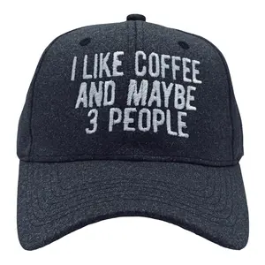 I Like Coffee and Maybe 3 People Hat Funny Sarcastic Caffeine Lovers Cap Funny Hats Funny Coffee  Novelty Caps for Men Black - Standard