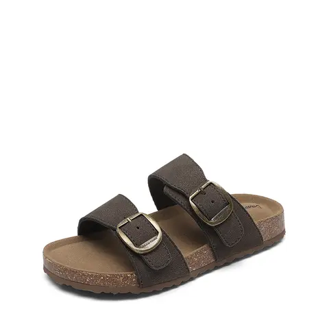 DREAM PAIRS Unisex Youth Slides - Kid Sandals, Soft Flat Rubber Footwear, Non-Slip Adjustable Straps, Indoor-Outdoor Toddler/Little/Big Kid