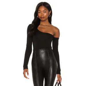 RE ONA Off Shoulder Bodysuit in Black