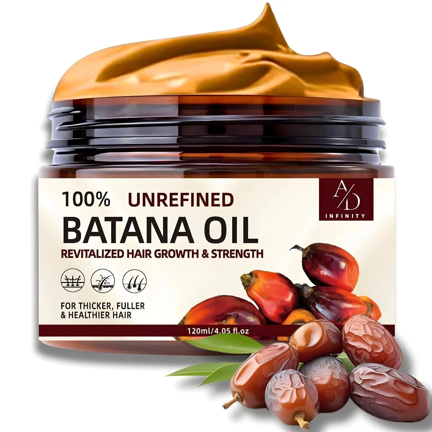 Organic Unrefined Batana Oil for Hair Growth - 100ml Dr. Sebi Chemical-Free Keratin-Rich Formula from Honduras, Strengthens Dry Hair for Adults, Daily Haircare Moisturizer that Hydrates and Restores Thicker Stronger Hair Strengthening Hair