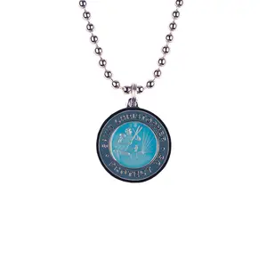 St. Christopher Necklace - Light Blue/ Denim