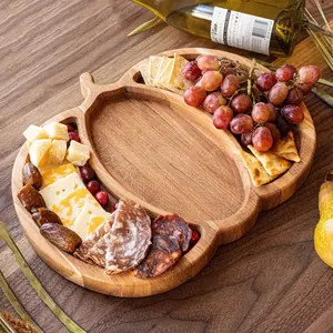 Fall Charcuterie Tray, Pumpkin Shaped Wood Platter, Charcuterie Board with Compartments, Thanksgiving Feast, Appetizer Fruit and Veggie Tray